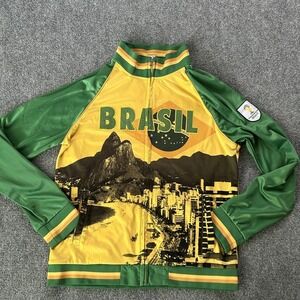 Brazil Track Jacket Mens XL Yellow Green Soccer FIFA World Cup 2014 Brasil